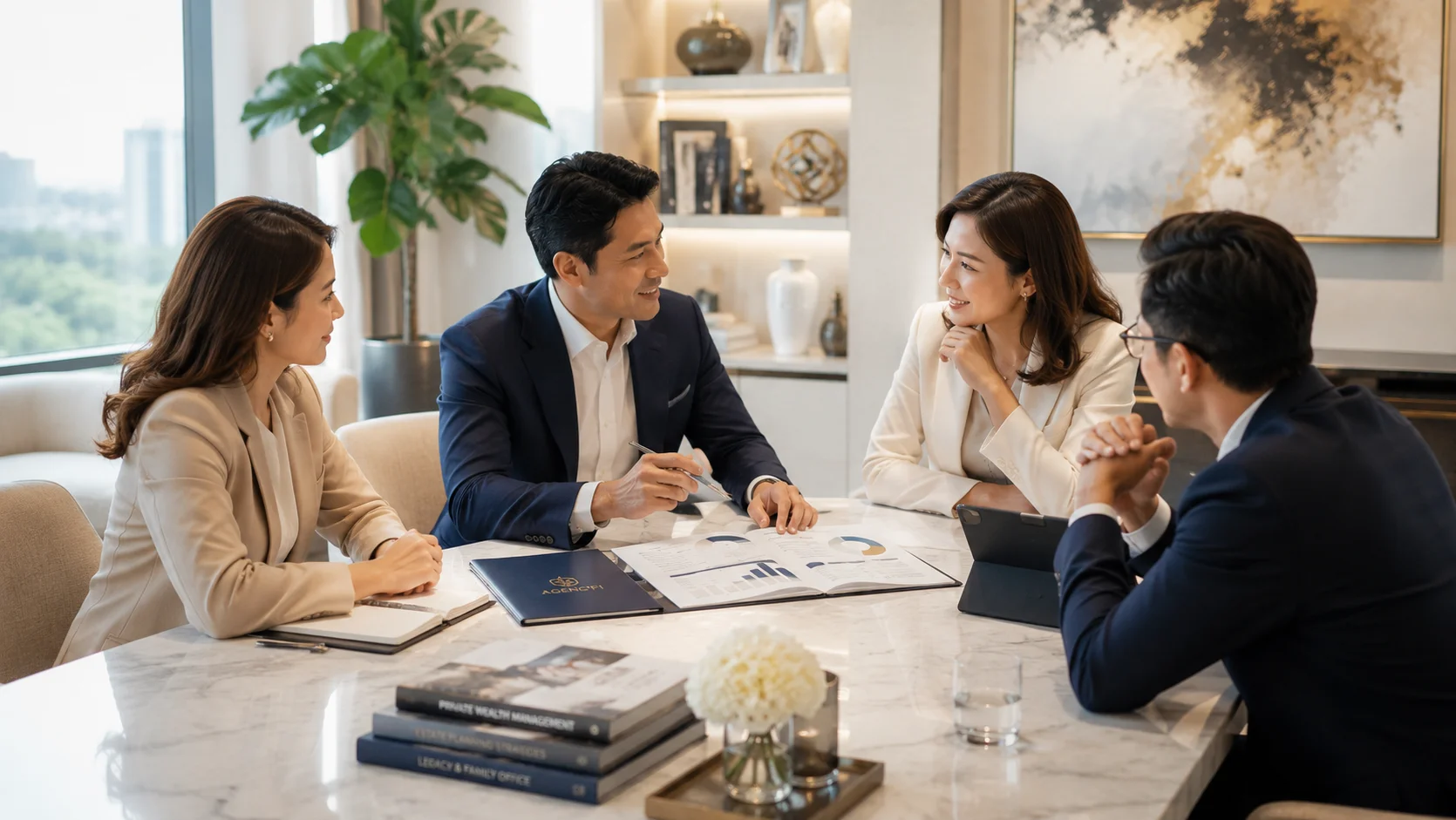 Advisor meeting with a family to discuss coordinated financial planning